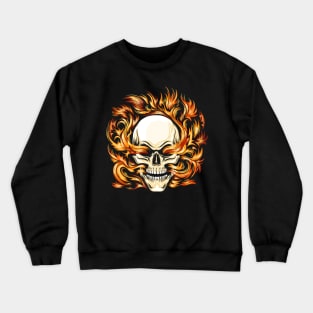 Skull Burning in Hell Fire Tattoo Crewneck Sweatshirt